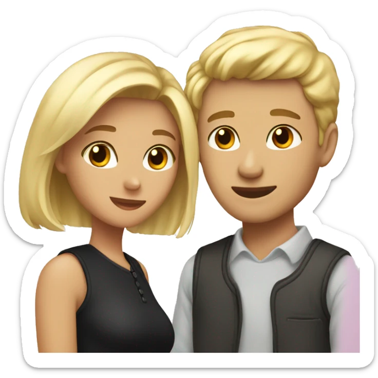 Couple in love, blond girl and a men with short black hair sticker
