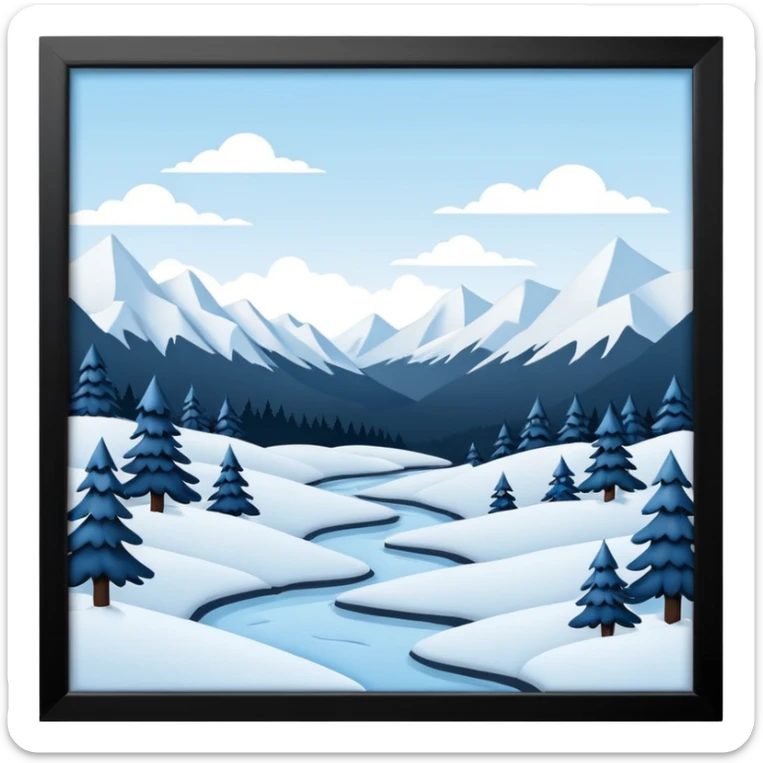 An Alaskan snowy winter back drop to be used in the style of "duck hunt" the bottom 30% needs to contain landscape and the top 70% needs to be blank space. More graphic detail in a 3D style. sticker