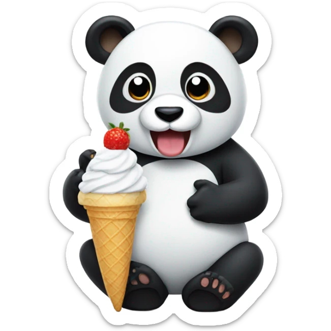 Panda eating ice cream sticker