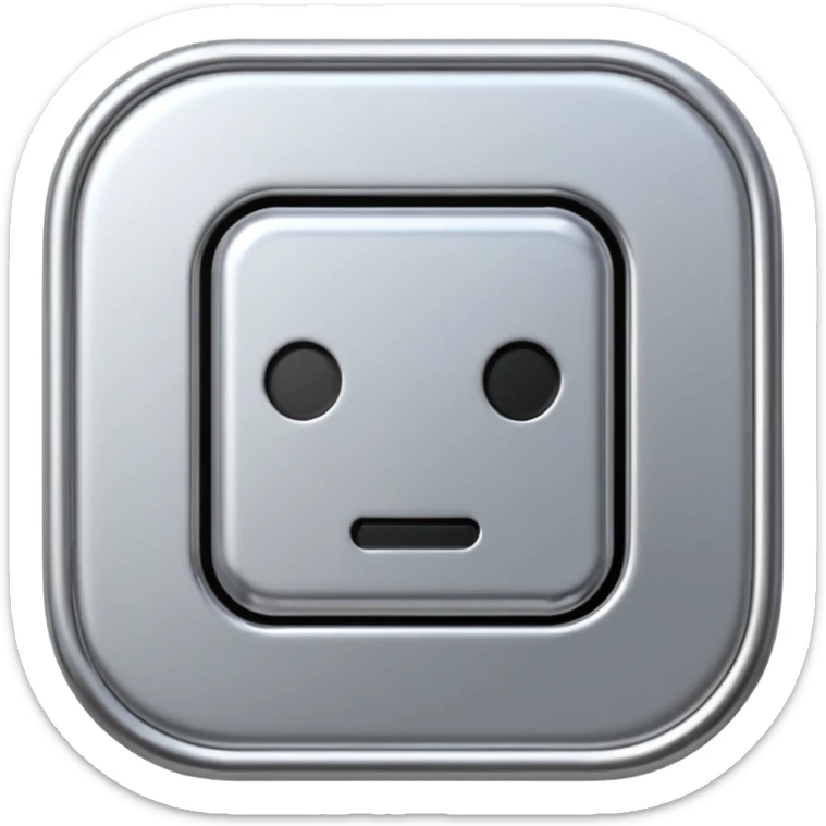 A futuristic microchip emoji made of polished silver chrome, minimal circuit details, smooth metallic surface, soft lighting, iOS emoji style, centered, clean white background sticker