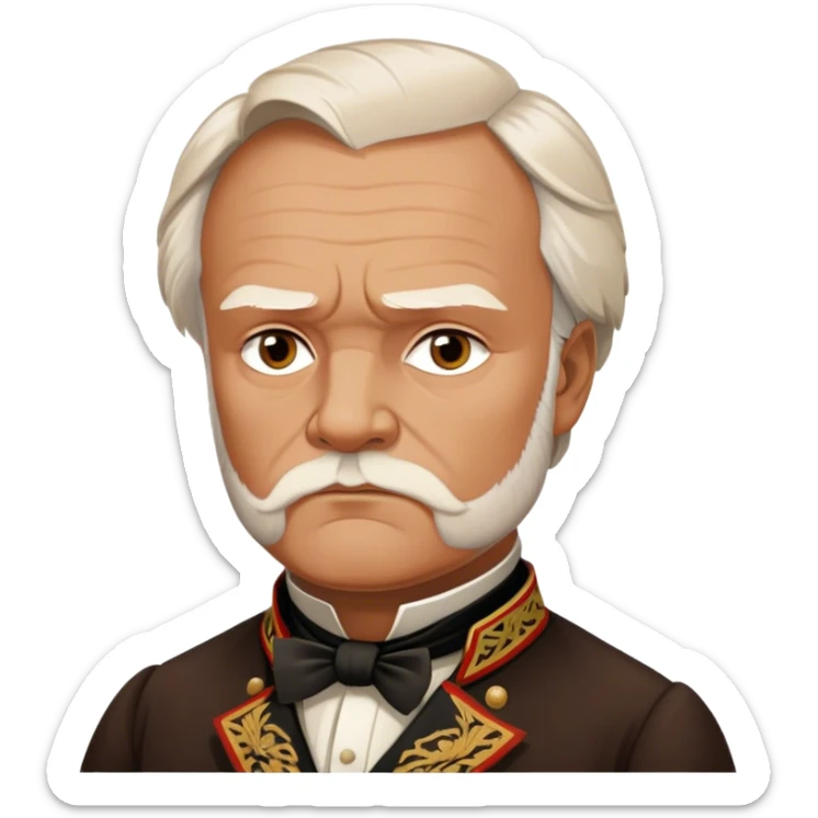 Cinematic Realistic portrait of Victor Hugo, shown as an iconic writer with intense, thoughtful eyes and richly detailed 19th‑century attire, rendered in warm, literary lighting that captures his creative spirit sticker