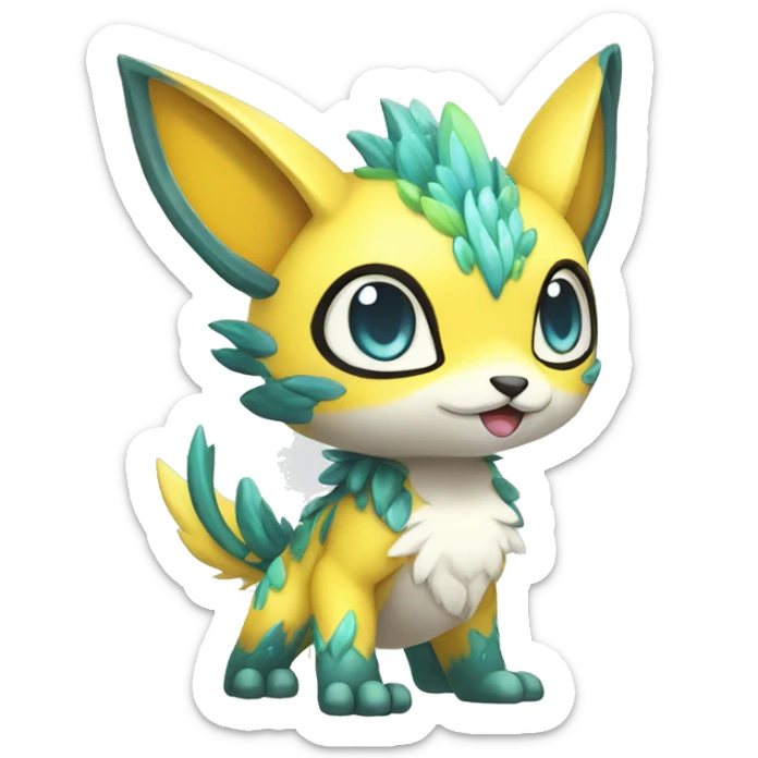 Cute cool shiny colorful fantasy animal hybrid Fakemon full body sticker
