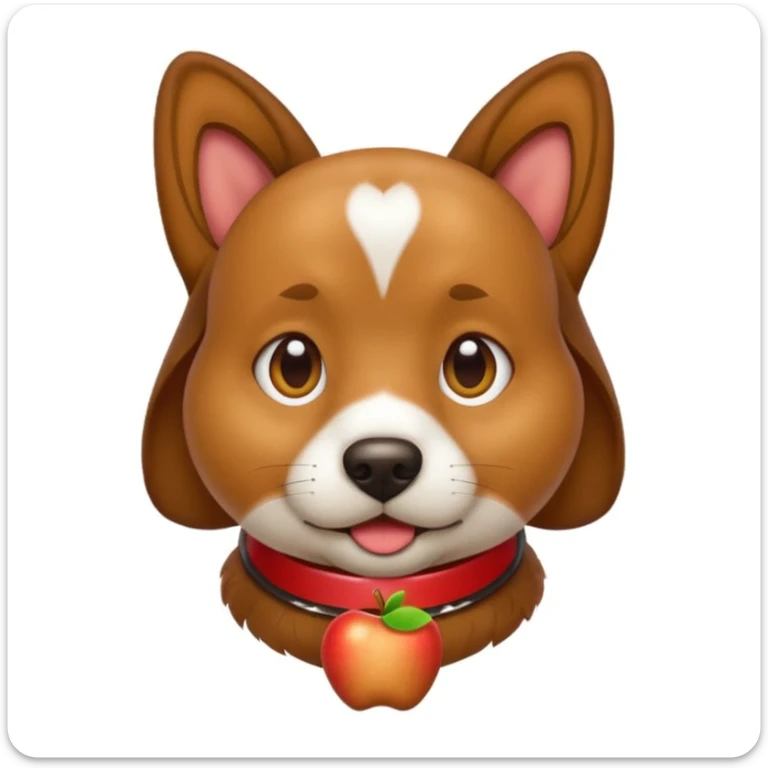 emoji of a dog resembling the photo, simple shape, recognizable collar, Apple emoji style sticker