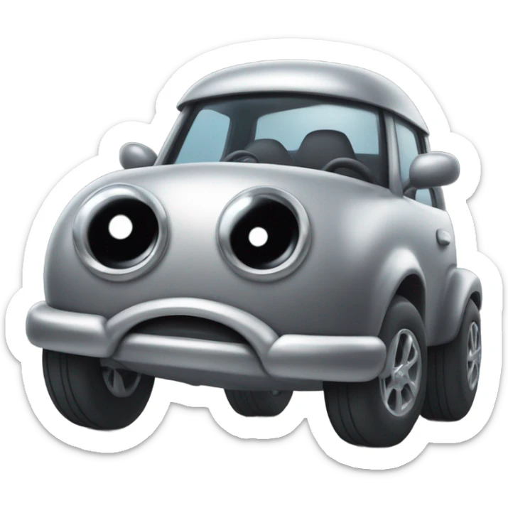 Metal cute mad Kirby Gray ball driving on car wheels with mad eyebrows game sticker