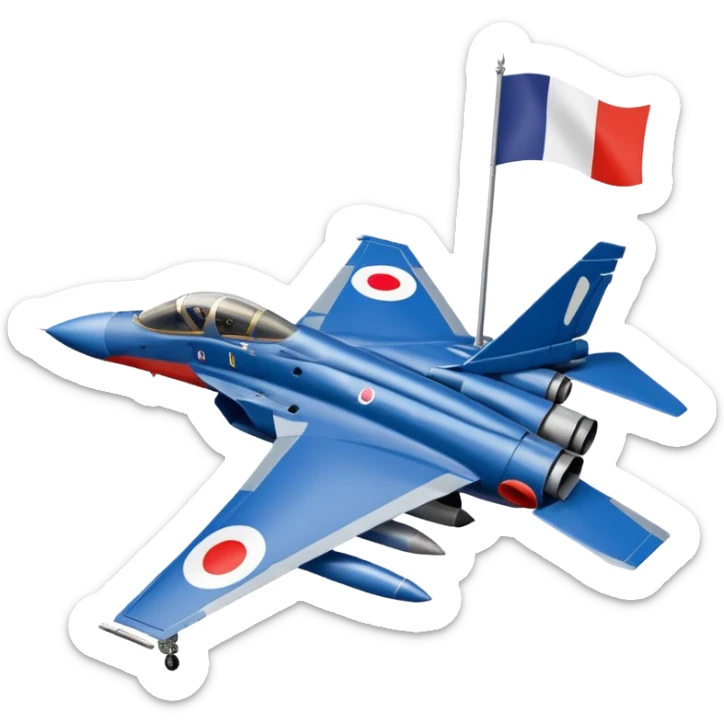 the french flag filling the entire background, and on front the mirage fighter jet sticker