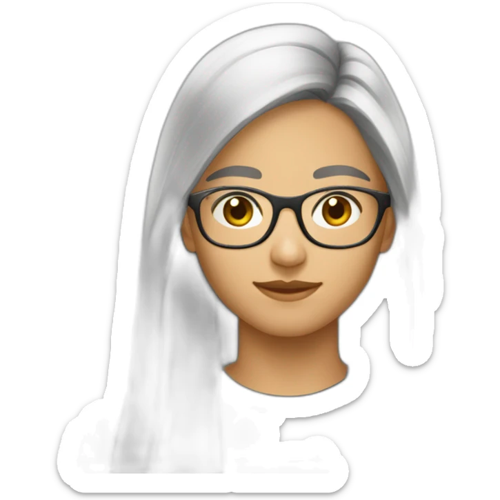 Uzbek 15yo, dark brown long a bit shiny hair with thin metal view glasses sticker