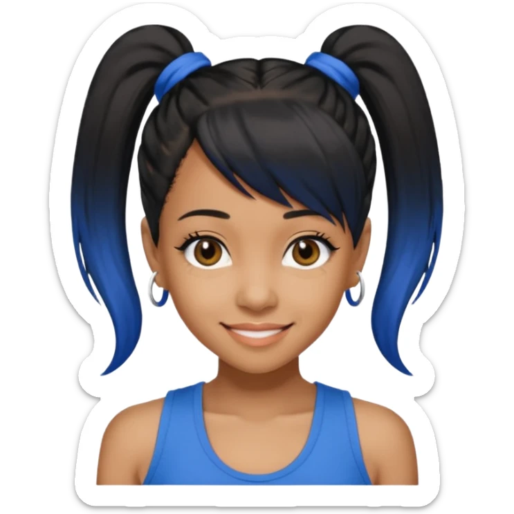 Lisa Left Eye Lopes black ponytail hair, blue tank top sticker