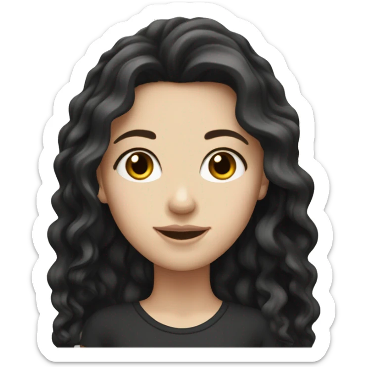 extremely white girl with long black wavy hair   sticker