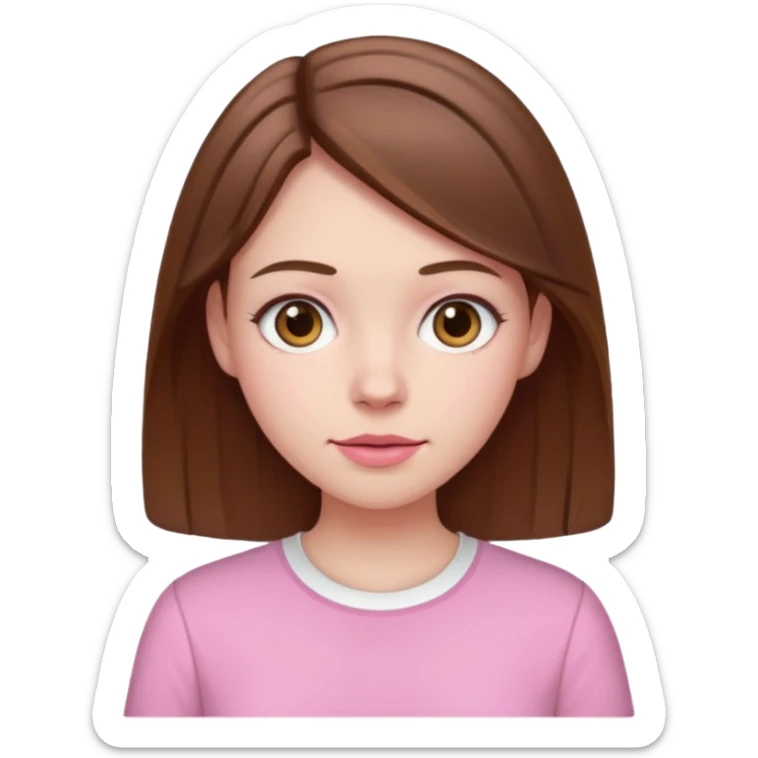 Pale girl brown hair and wearing pink and white shirt sticker