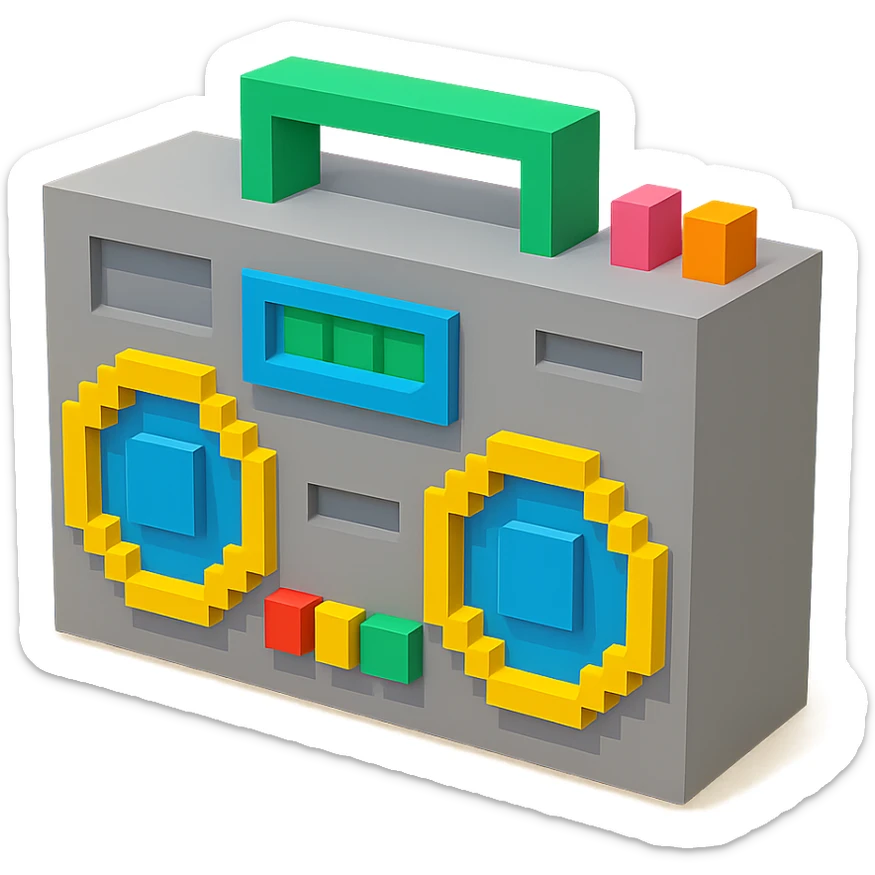 gray boombox sticker