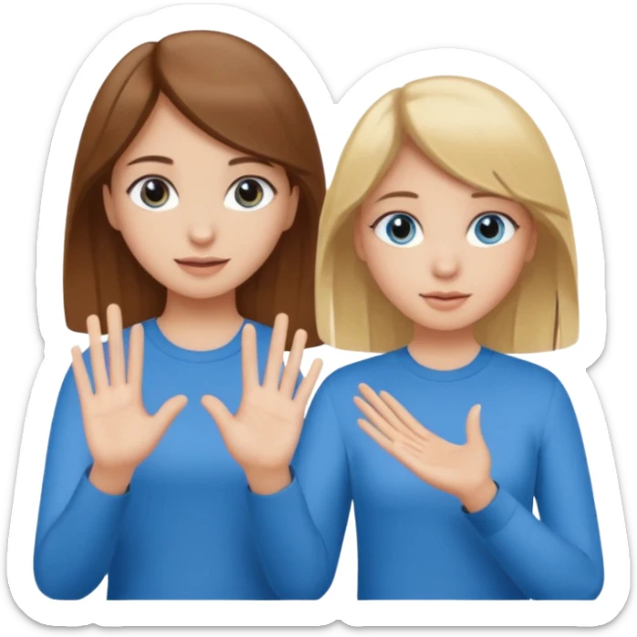 Two girls saying six seven one with brown hair. And doing hand movements  white skin six seven SAYING SIX SEVEN ONE WITH BLOND HAIR blue eyes SAYING 6️⃣ 7️⃣  sticker