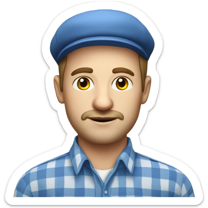 Portrait of a Russian taxi driver, economy class, he is wearing a blue checkered shirt
 sticker