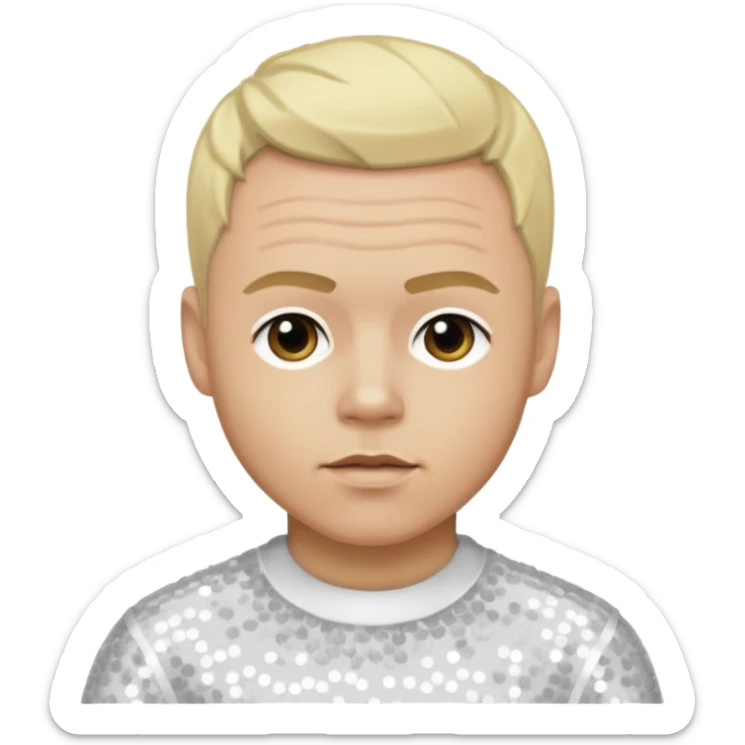 Brian Harvey from East 17 with light skin, blonde hair, white sequin outfit sticker