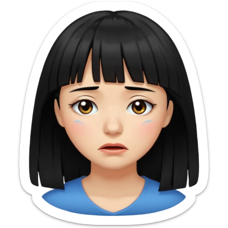 Mulher cabelo preto de franja chorando tudo escuroo sticker