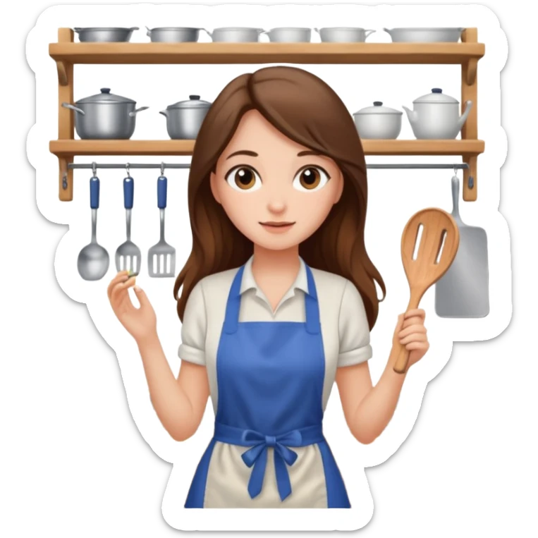 beautiful girl with long brown hair renovating her kitchen sticker