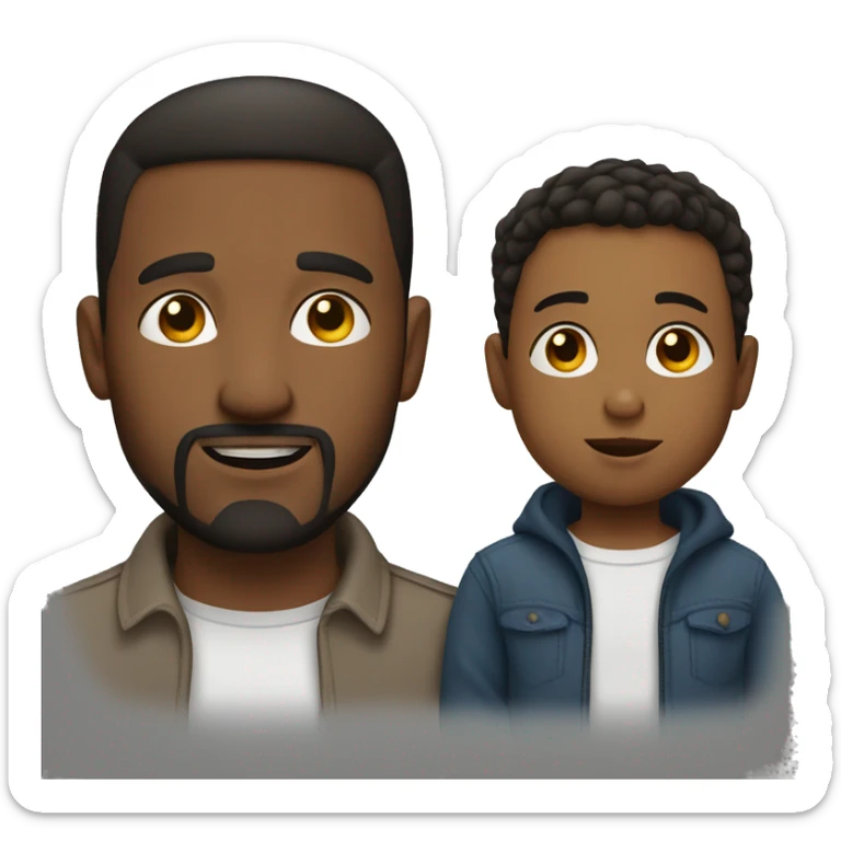 American man with short straight dark hair and a goatee, and his toddler son sticker