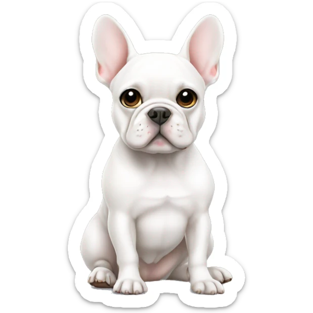 White Frenchie sitting  sticker