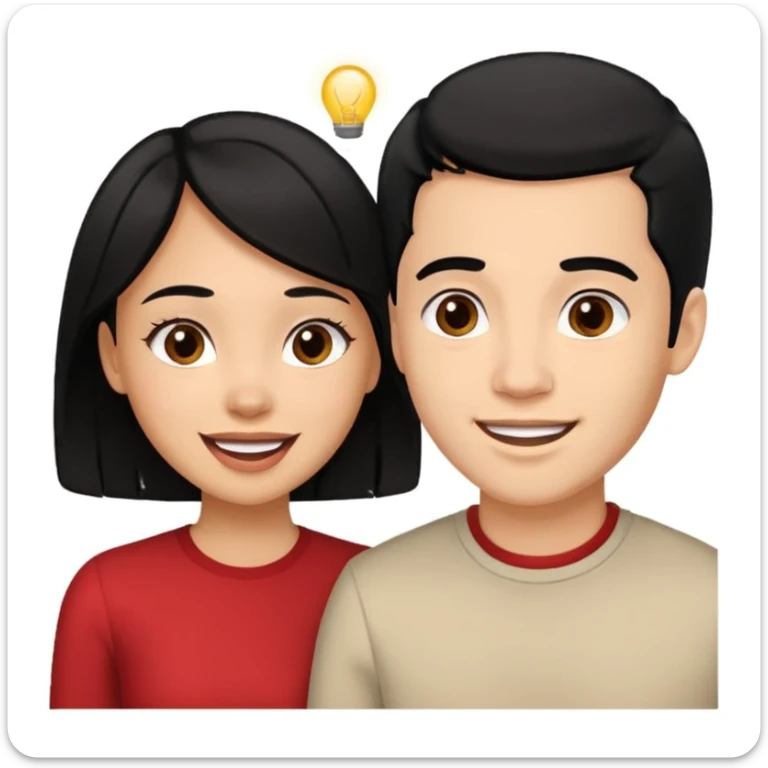 light skin black hair woman talking with a light skin black hair man, she's exited an he's happy, we're face to face sticker