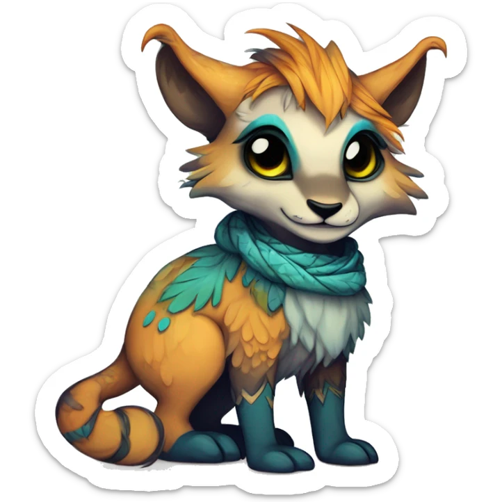 cute Kawaii edgy fantasy animal fursona Fionbri creature by griffsnuff & LiLaiRa & Falvie with exotic colors full body sticker