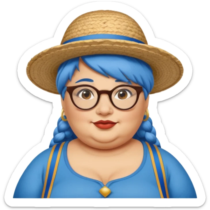 woman glassess, very fat venice gondolier with iconic hat and blue hair woman sticker