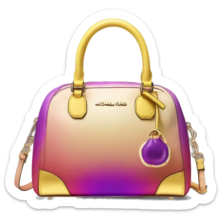 Realistic gold iridescent yellow pink purple ombre michael kors satchel purse. sticker