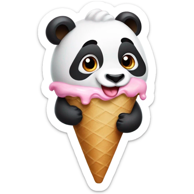 Panda eating ice cream sticker