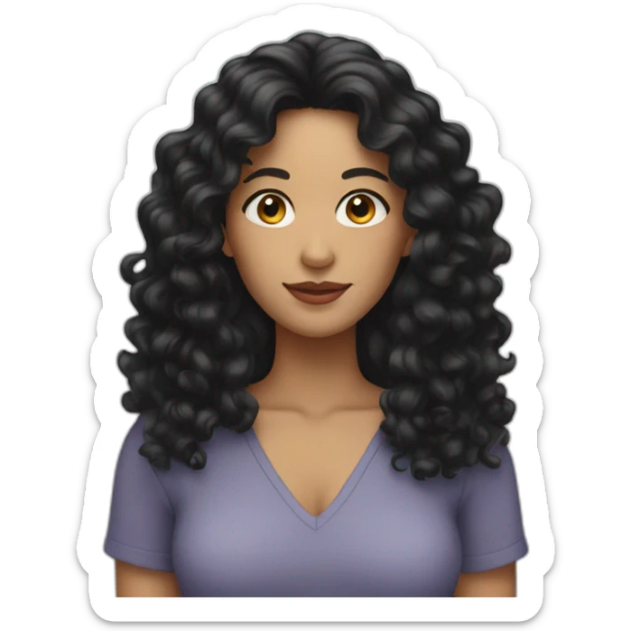 woman with long black curly hair sticker