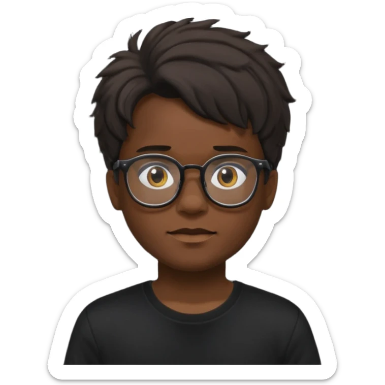 boy with freeform hair black t-shirt put a glasses black people sticker