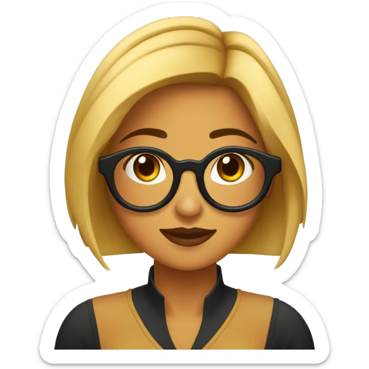 Chica de cabello negro a los hombros, ojos cafés, lentes y audífonos  sticker