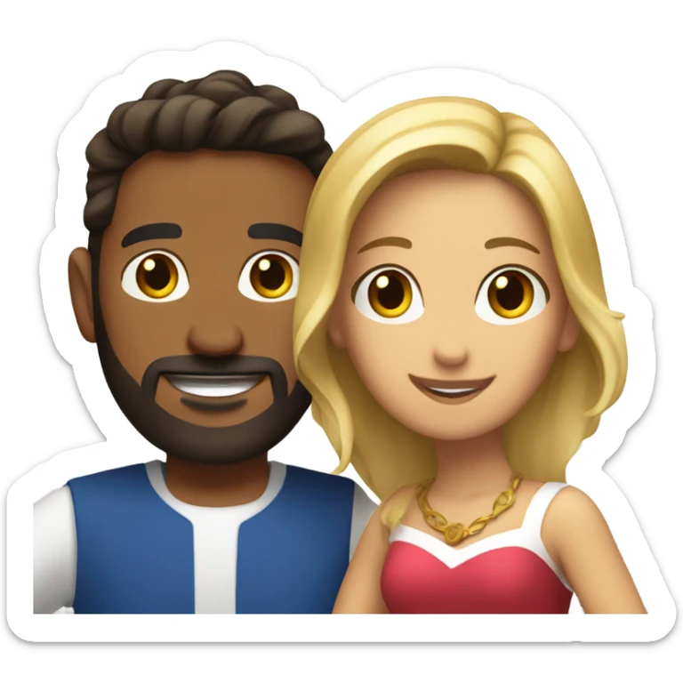 Puerto rican beard brown short hair man  with long blonde hair girl dancing sticker