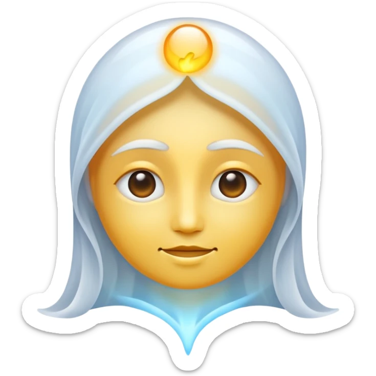 an emoji representing the human soul, ethereal and glowing, with a gentle aura, abstract and uplifting sticker