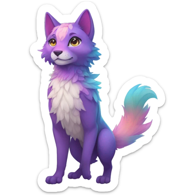 Full body Kawaii bright fantasy ethereal anthro fursona animal sticker