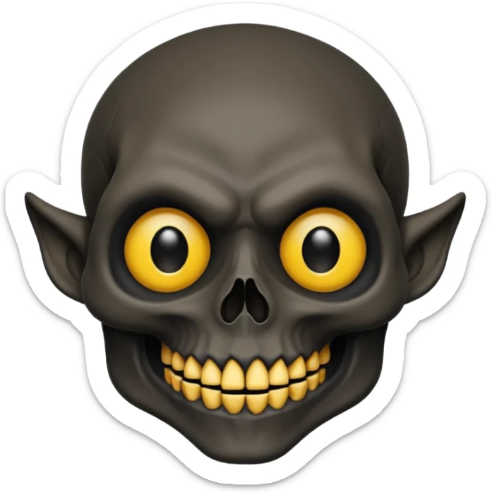 human skull face troll emojie used in ticktock reels. black in colour sticker