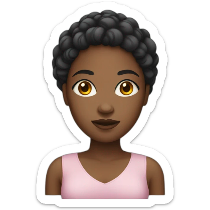 black woman with a round face sticker