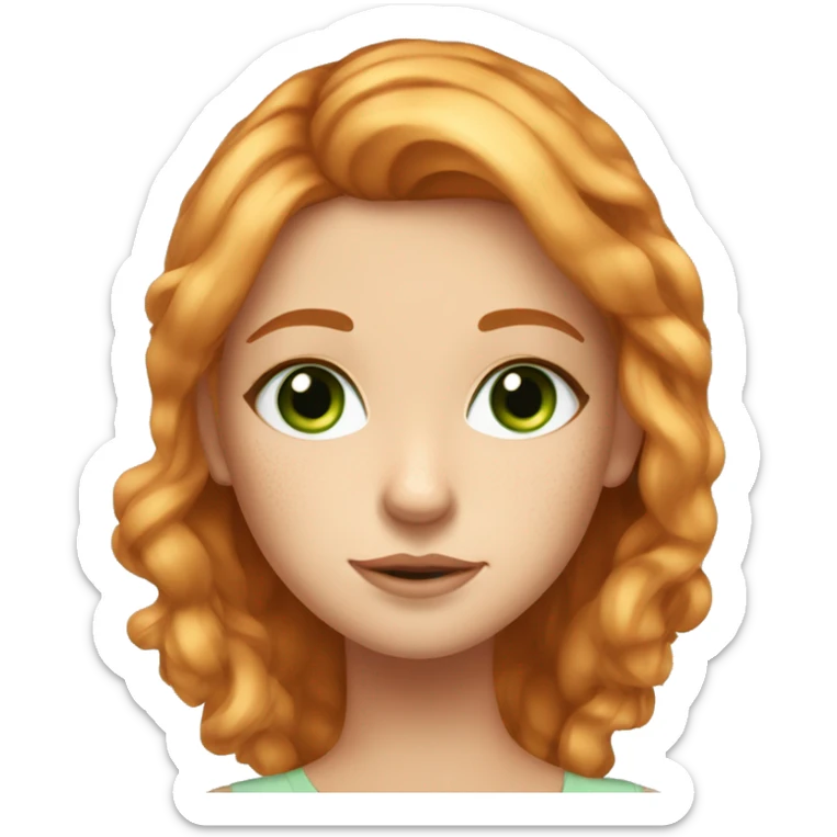A girl with ginger hair half head of blonde highlights freckles long lashes Bluey green eyes beautiful face sticker