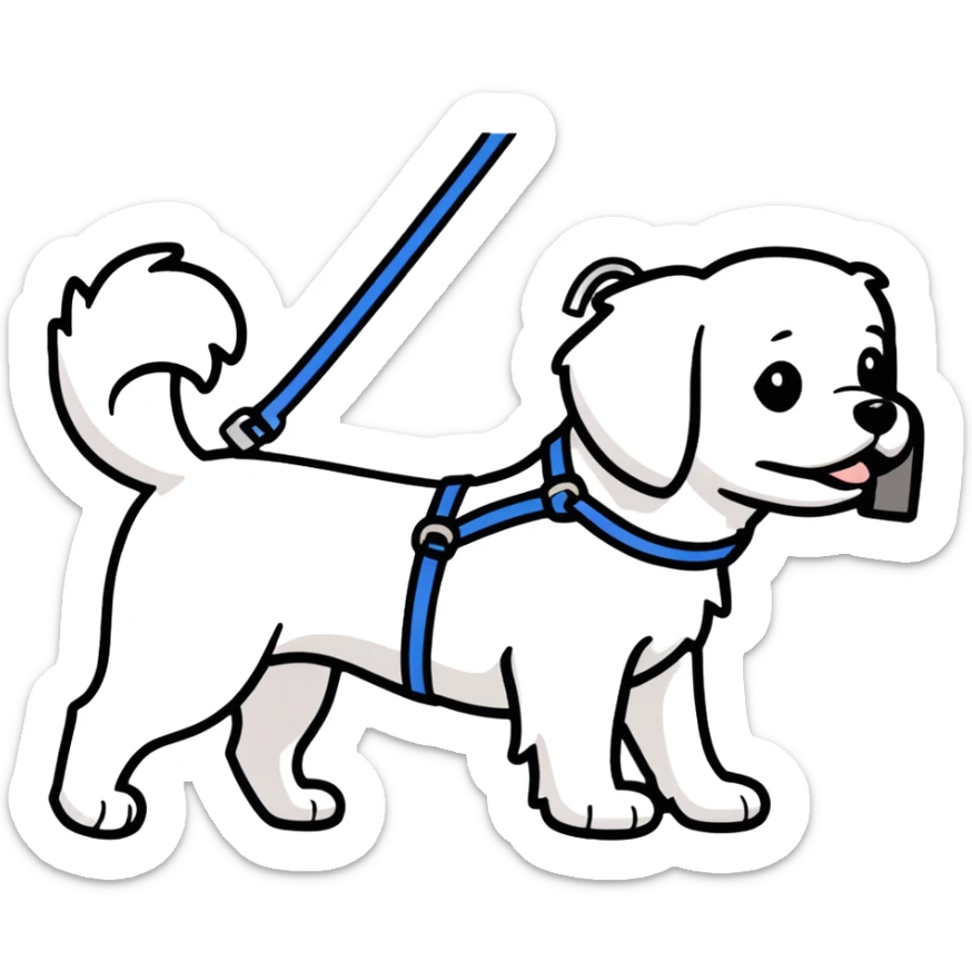 Maltese dog guiding a blind person guide harness, guide dogs for the blind  sticker
