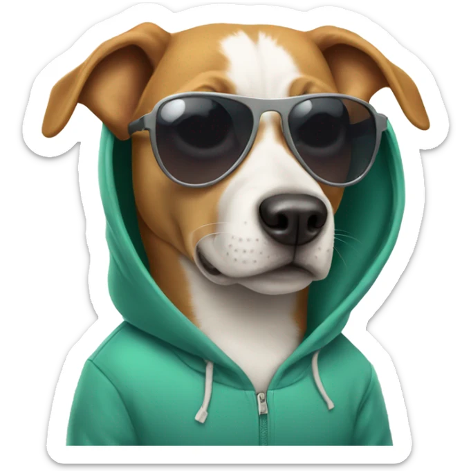 dog being chill and wearing sunglasses and a hoodie which says cool sticker