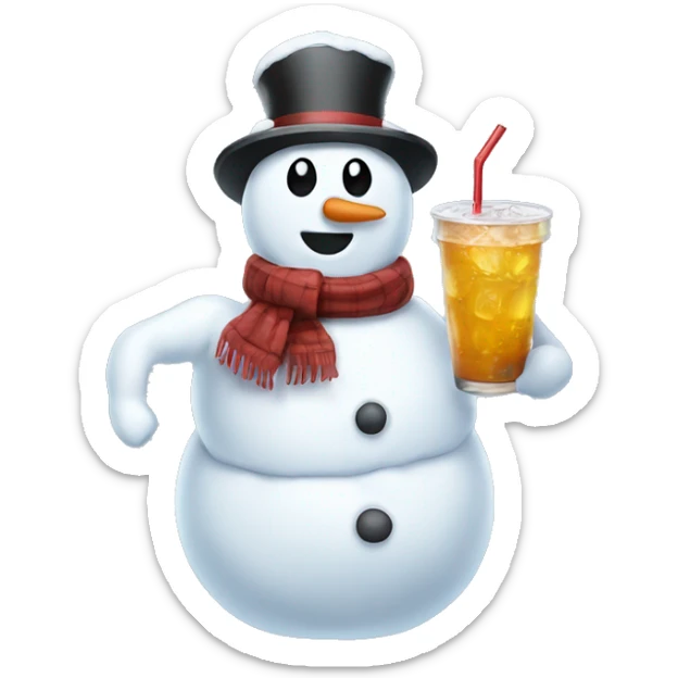 Snowman with drink sticker