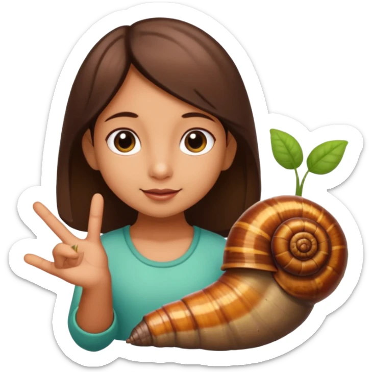 Little Latina girl and a garden snail and earthworms  sticker