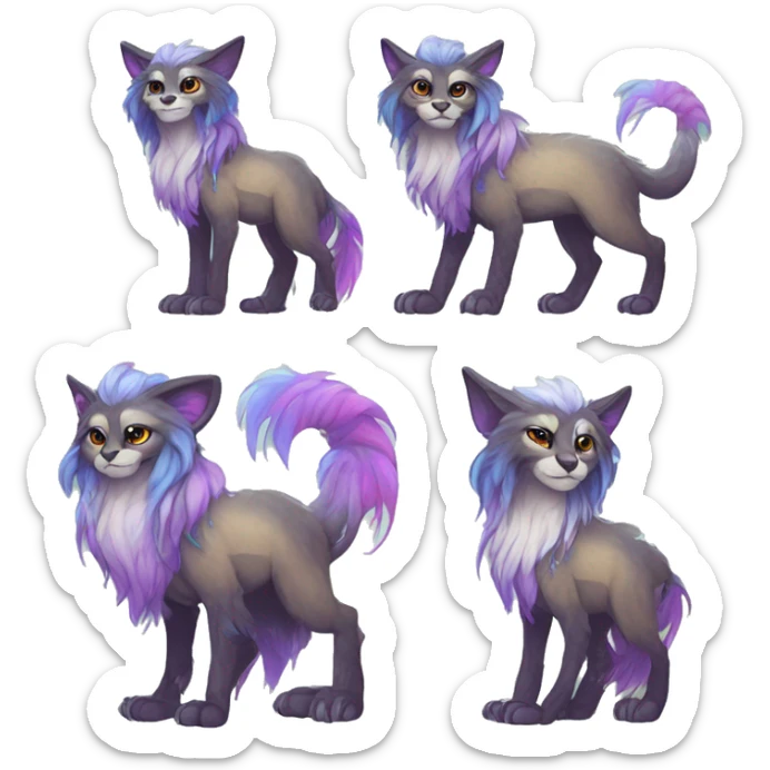 Colorful vernid fantasy creature LiLaiRa GriffSnuff Kamirah Falvie whiskers paws full body sticker