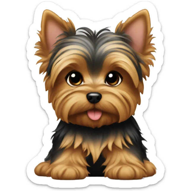 Yorkie puppy sitting sticker