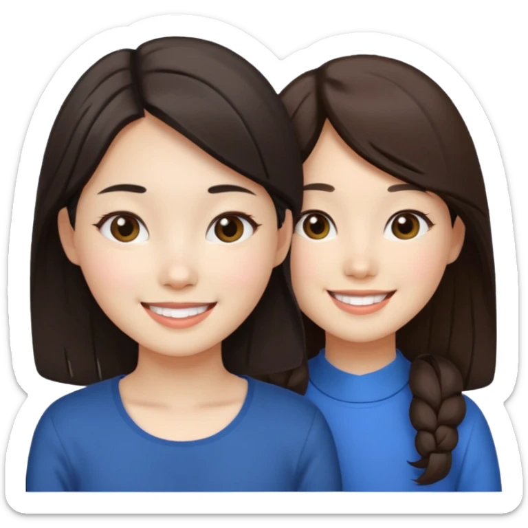 Korean girl and white brunette girl smiling sticker