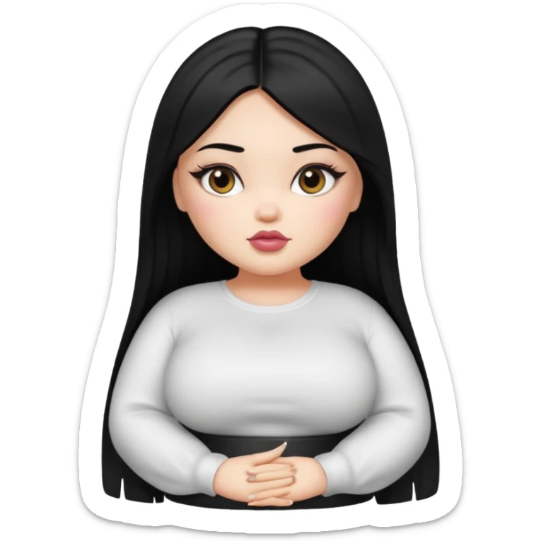 fat pretty bratz girl with black straight hair and white full sleeve sticker