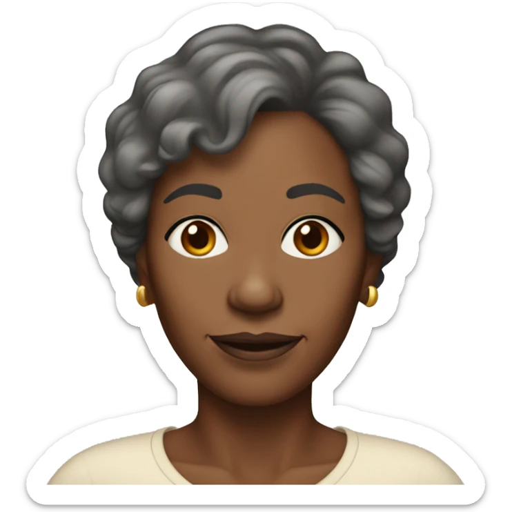 A 59 year Old black woman with thin brown hair and brown eyes sticker