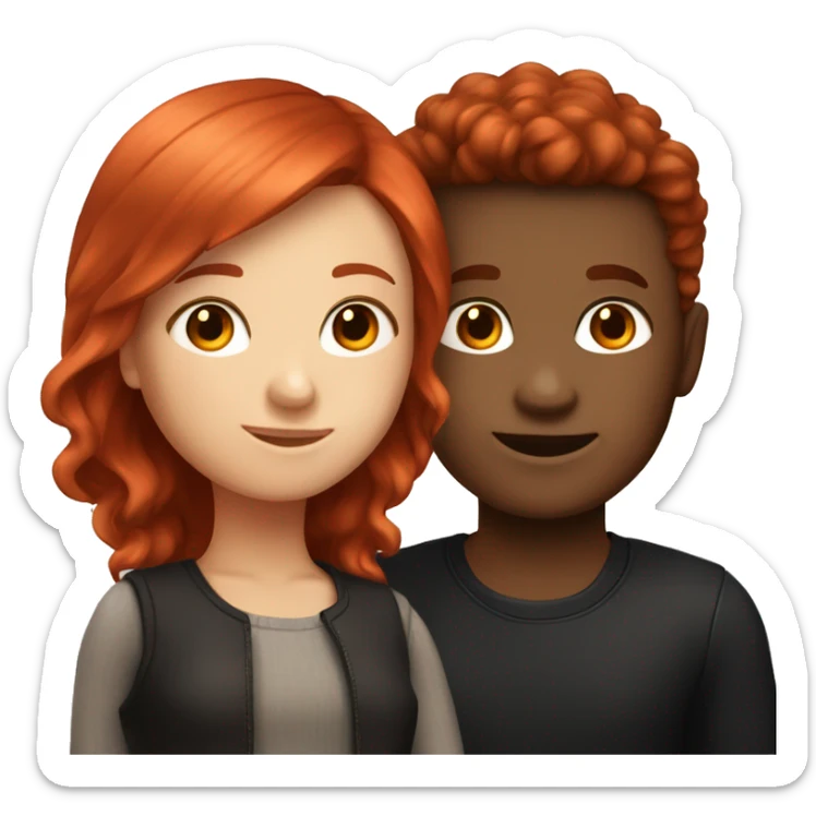 "Emoji of a fair-skinned girl with vibrant red hair and a fair-skinned boy with jet-black hair." sticker