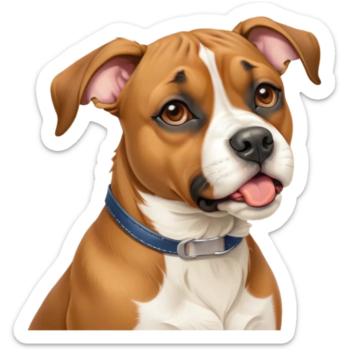 Cinematic Cute Yawning Fawn Boxer Dog Portrait Emoji, Head tilted slightly with a dramatic, wide-open yawn, showcasing a short fawn coat with a crisp white muzzle and chest, floppy ears slightly drooping, round brown eyes barely open in drowsy contentment, Simplified yet irresistibly adorable features, highly detailed, glowing with a soft, cozy glow, high shine, relaxed yet expressive, stylized with a touch of whimsy, bright and endearing, soft glowing outline, capturing the essence of a sleepy yet affectionate guardian, so drowsy it feels like it could stretch right out of the screen and curl up for a nap! sticker