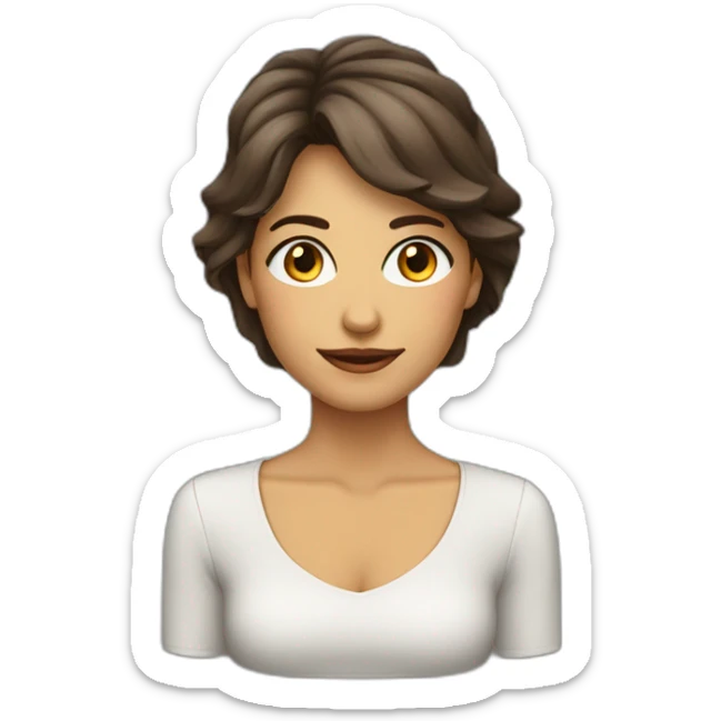 mujer pelo castaño hasta los hombros con anteojos cuadrados y ojos castaños sticker