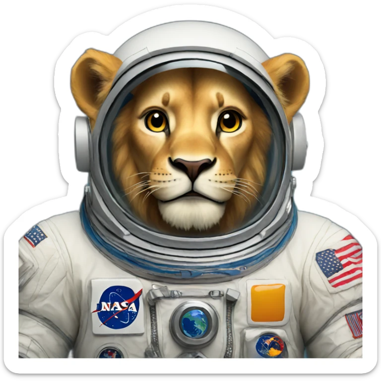 Lion astronaut sticker