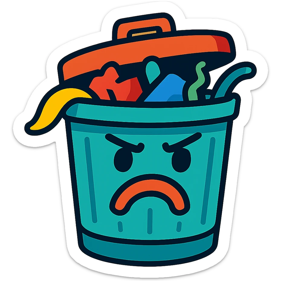 trash emoji, expressive style sticker