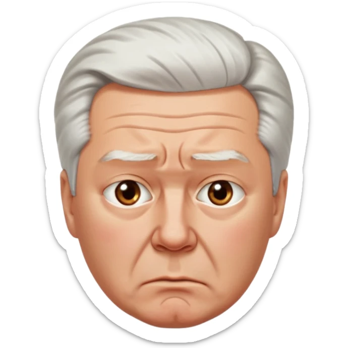 Very sad realistic Sergey Sobyanin, mayor of Moscow, looking upset and disappointed, expressive face sticker